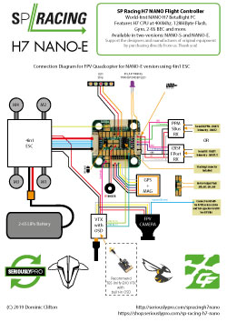 SP Racing H7 NANO-E - FPV Quad connection diagram using 4in1 ESC